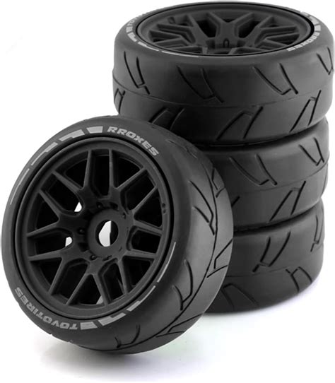 Amazon.com: Chanmoo 1/8 RC On Road Car Tires and Wheels Rims 17mm Hex 103mm Rubber Rally Tyres ...