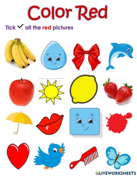 Image result for Color Red Worksheet