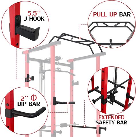 Buy ER KANG Power Cage, 1200LBS Power Rack with LAT Pulldown, Multi ...