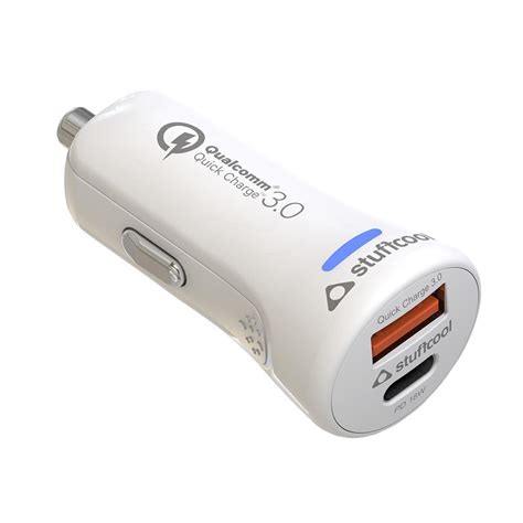 Buy Stuffcool Atom+ 18 Watt Dual Port Type-C USB Car Charger, White at ...