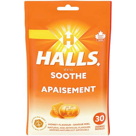 Halls Soothe Menthol Honey Cough Drops - 30 Count - Quick Relief for ...