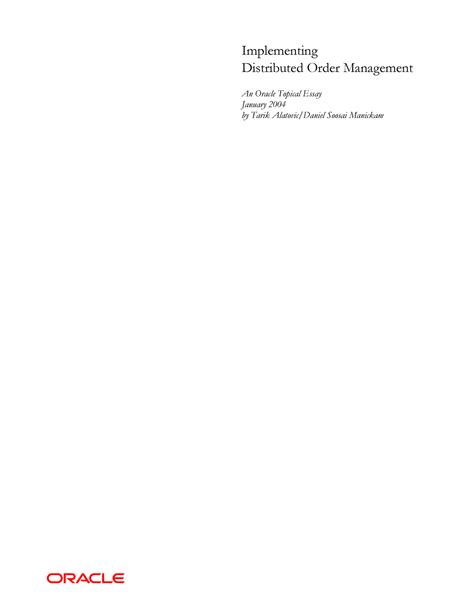 Distributed OM - Implementing Distributed Order Management An Oracle ...