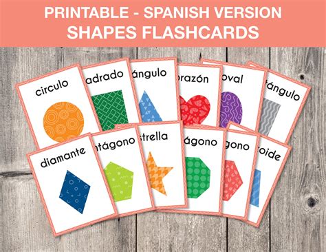 Spanish Printable Shapes Flashcards, Shapes Flashcards, Preschool Activity, Flashcards for Kids ...