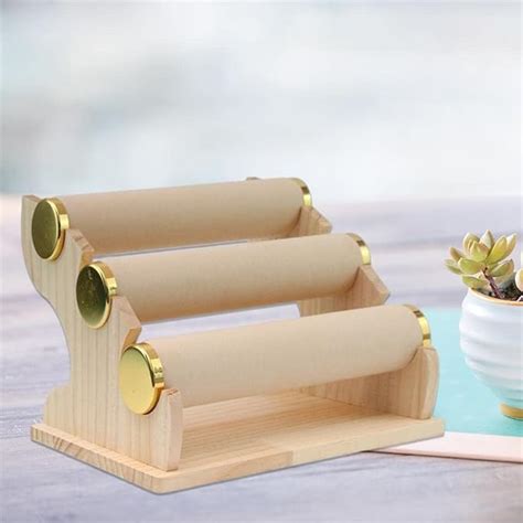 Crobat 3 Tier Wooden Bracelet Holder, Bangle Watch Necklace Display ...
