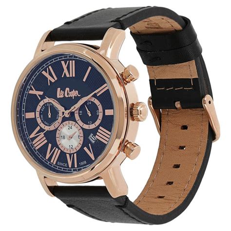 Buy Online Lee Cooper Quartz Multifunction Black Dial Leather Strap ...