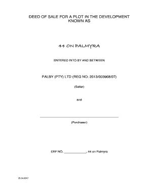 Fillable Online DEED OF SALE FOR A PLOT IN THE DEVELOPMENT Fax Email ...