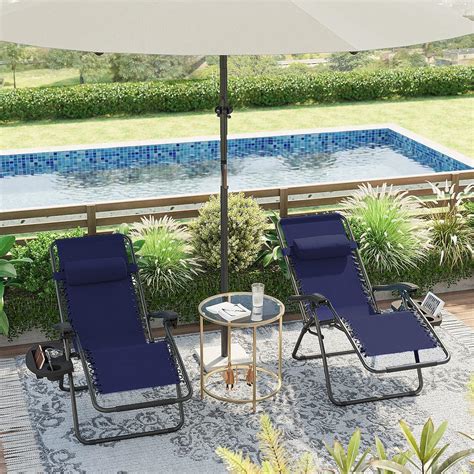 Buy SONGMICS Zero Gravity Chairs, Set of 2 Outdoor Lounge Chairs, Patio ...