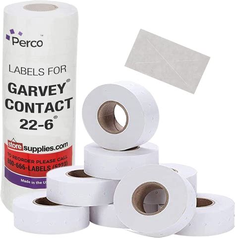 2212 White Pricing Labels for Garvey Contact 22-6/22-7/22-8 Price Gun ...