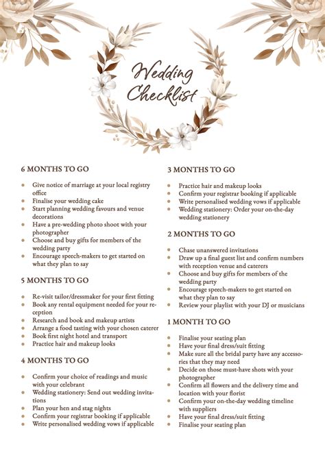 Free Printable Wedding Reception Checklist 的图像结果