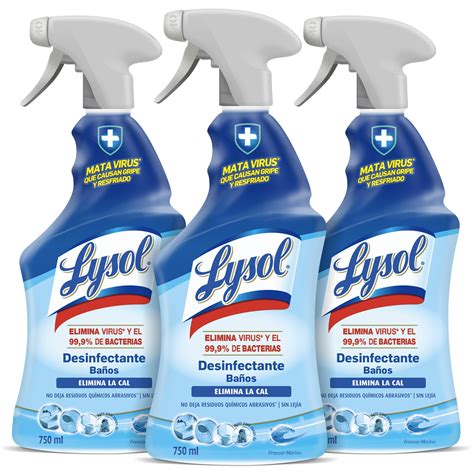 Lysol Spray Limpiador de Baños Aroma Marino, pack de 3 sprays de 750ml ...