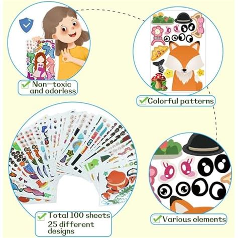 MCZQXW 100 Pack DIY Make Your Own Animal Face Stickers - 25 India | Ubuy