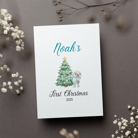 Personalized Baby Boy First Christmas Card, Baby 1st Xmas Gift, First Christmas With Baby ...