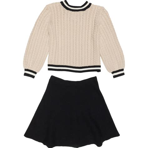 Max Studio Girls Cable-Knit Sweater, Textured Skirt and Purse Set - 3 ...