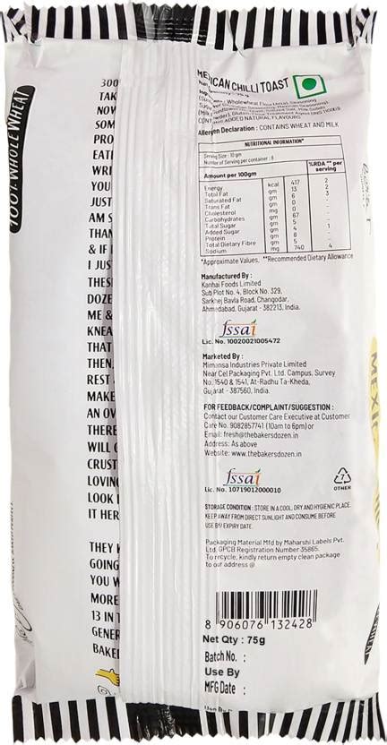 The Baker's Dozen Mexican Toast Chilli flavored Wheat Rusk (75 g ...