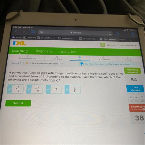 A polynomial function g(x) with integer coefficients has a leading ...