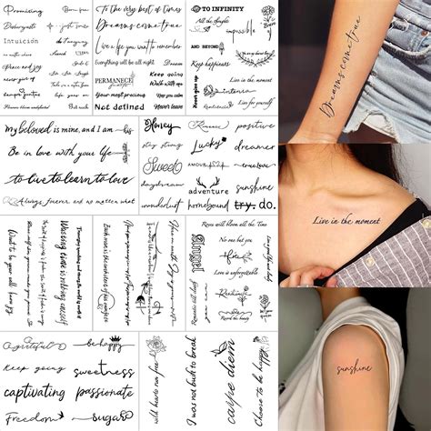 Amazon.com : 10 Sheets Realistic English Words Temporary Tattoos ...