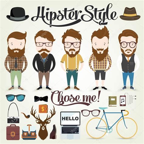 Hipster character illustration in info graphic concept background with ...