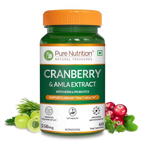 Pure Nutrition Cranberry & Amla Extract with 3 Billion CFU Probiotics ...