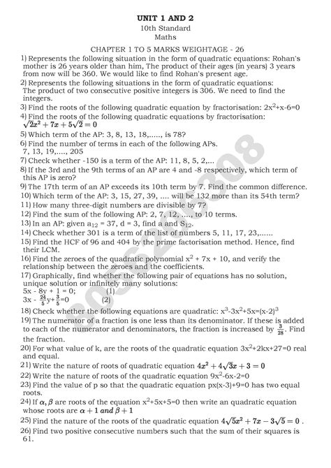 10TH CBSE CHAPTER 1 TO 5 IMPORTANT PART 1 WITH ANSWERS