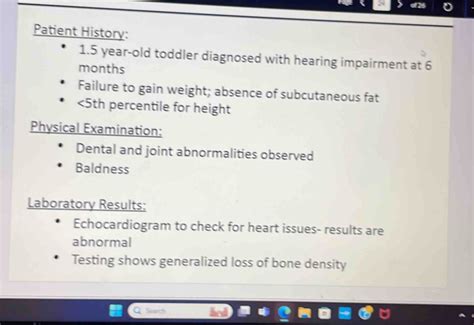 Solved: 24 2s Patient History: 1.5 year-old toddler diagnosed with ...