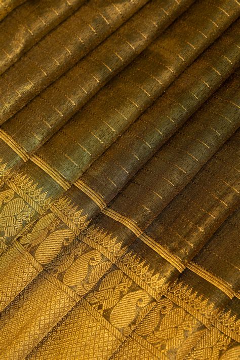 Green vintage tissue pure Kanchipuram silk saree – Clio Silks