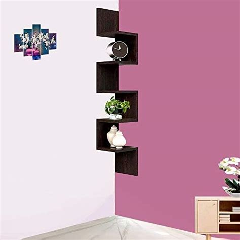Furniture Cafe ® Zig Zag Floating Wall Mount Corner Shelf Wooden ...
