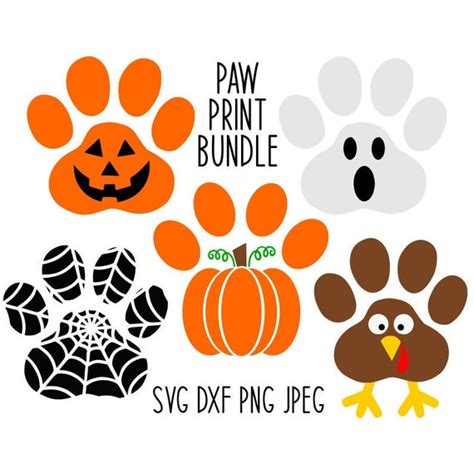 Paw Print SVG Bundle Dog Bandana SVG Jack-o-lantern - Etsy India