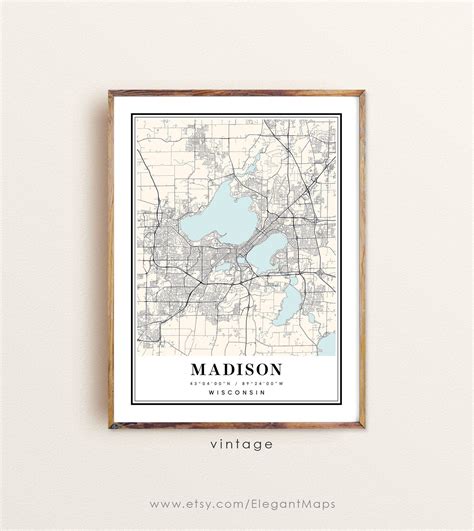 Madison Wisconsin Map Madison WI Map Madison City Map - Etsy