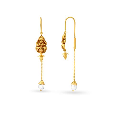 Devotional Yellow Gold Deity Sui Dhaga Earrings