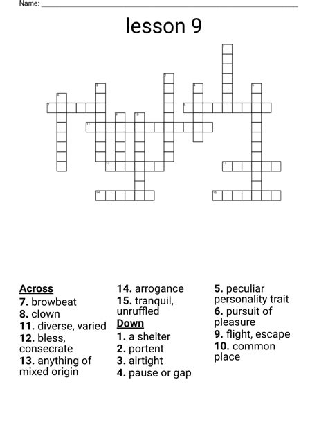 lesson 9 Crossword - WordMint