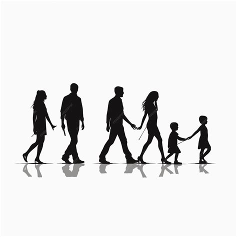 Premium Vector | Black_silhouettes_of_families_in_walking_vector