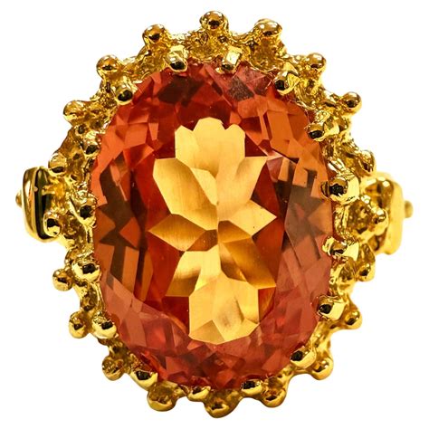 New 15.75 Carat Sunset Sapphire and Diamond Cut Sapp 24K Y Gold PL Sterling Ring For Sale at 1stDibs