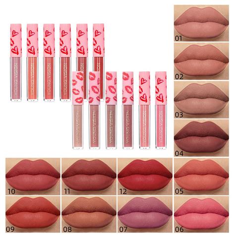 12 Colors Single Sexy Red Lip Matte Lip Gloss Single Not Easy to Take ...