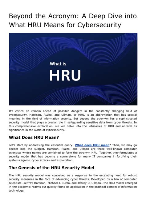 PPT - Beyond the Acronym: A Deep Dive into What HRU Means for ...