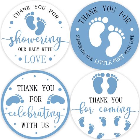Buy 80 Boy Baby Shower Favor Stickers, Blue Feet Baby Boy Shower ...