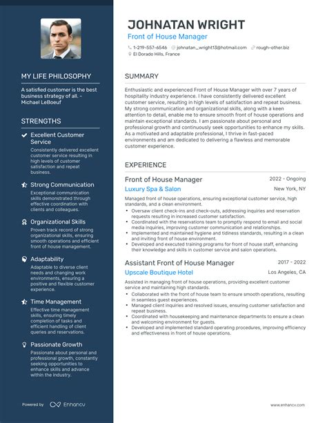 3 Successful Front of House Manager Resume Examples And Writing Tips for 2024