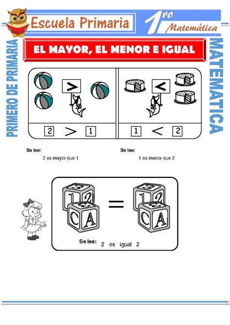 Mayor Menor Igual para Primero de Primaria - 2 1 1 2 Se lee: Se lee: 2 ...