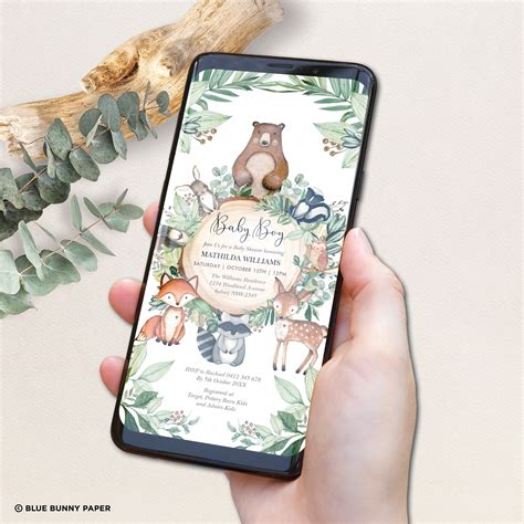 Electronic woodland baby shower invitation woodland wonder – Artofit
