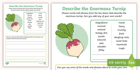 Describe the Enormous Turnip Activity Sheet