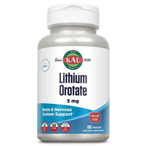 Amazon.com: KAL Lithium Orotate 5mg, Low Dose Lithium Supplement for ...