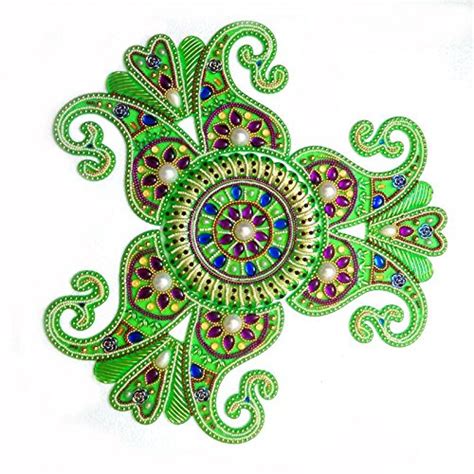 Buy Indi Creation Acrylic Rangoli For Festive Occasion Green Color With ...