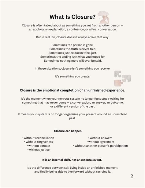 How to Understand Closure | 16 - Page Emotional Healing PDF - Etsy