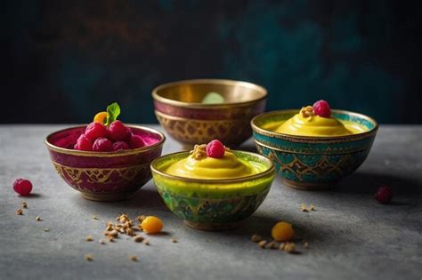Ras malai in miniature dessert bowls | Premium AI-generated image