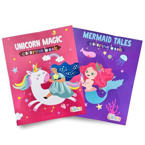 Cots and Cuddles Mermaid & Unicorn Design Colouring Books for Kids ...