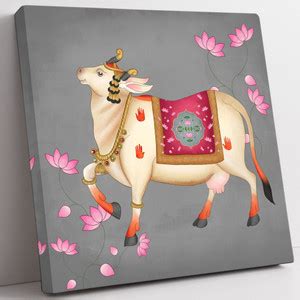 saf Traditional Cow pichwai art Paintings for Wall Canvas 30 inch x 30 ...