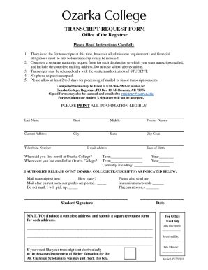 2019-2025 Ozarka College Transcript Request Form Fill Online, Printable ...