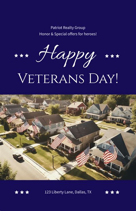 Free Veterans Day Poster Templates, Editable and Printable