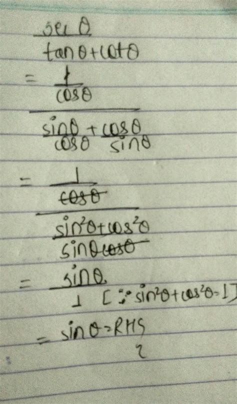 sec/tan+cot= sin solve this problem then prove that - Brainly.in