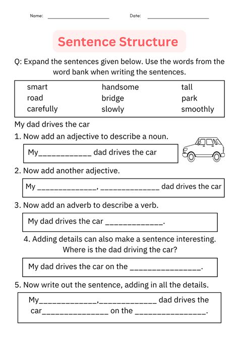 Writing Sentences - Sentence Structure Worksheet Digital ...
