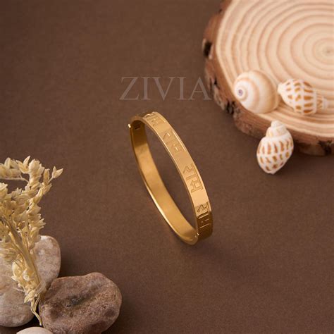 Shree Ram Carved 18k Gold Plated Bracelet with lock – Zivia